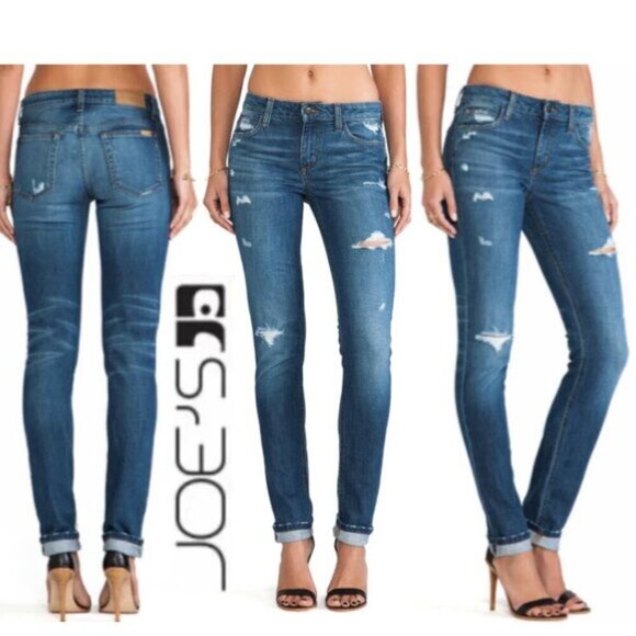 JOE'S THE SKINNY mid-Rise Distressed Skinny Jeans Size 26 - Picture 1 of 15